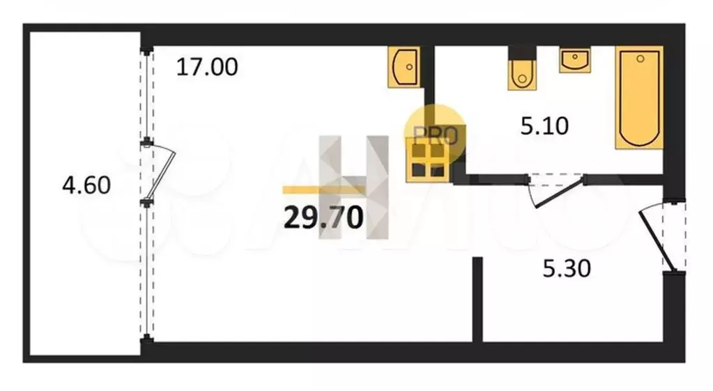 Квартира-студия, 30м, 15/15эт. - Фото 1