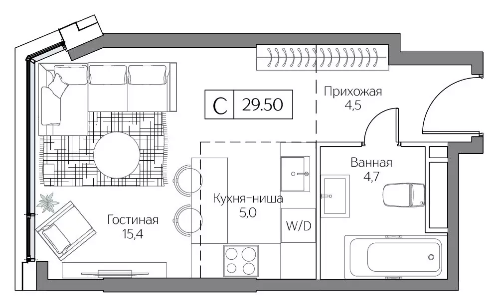 Квартира-студия: Москва, ЖК Дрим Рива (29.5 м) - Фото 1