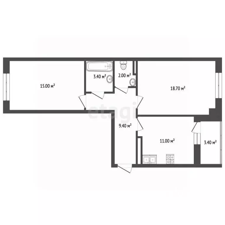 2-к кв. Калининградская область, Калининград ул. Липовая аллея, 9 ... - Фото 1