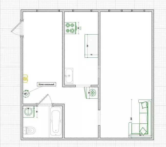 1-к кв. Татарстан, Казань ул. Пушкина, 16 (31.0 м) - Фото 2