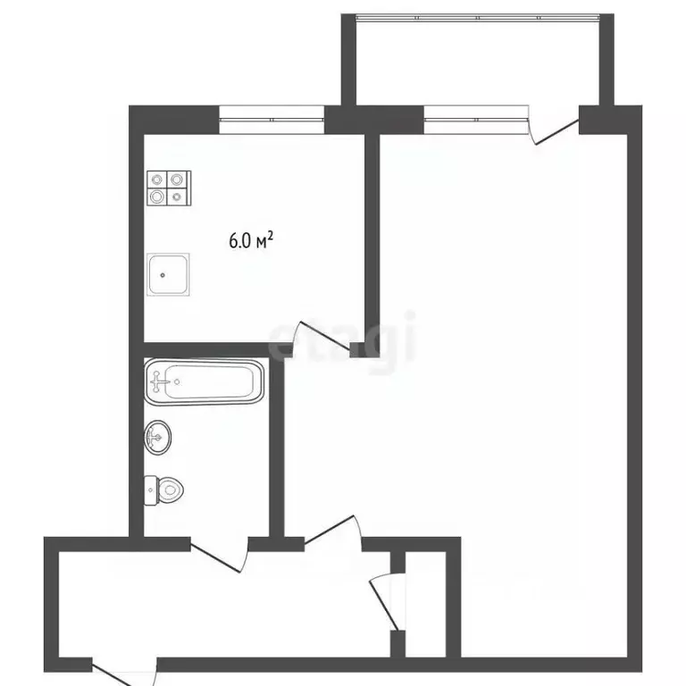 1-к кв. Тюменская область, Тюмень Северная ул., 2 (30.6 м) - Фото 2