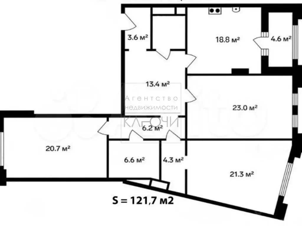 3-к. квартира, 121,7 м, 7/10 эт. - Фото 0