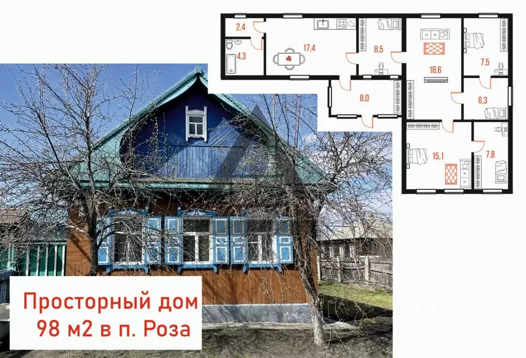 Дом в Челябинская область, Коркинский муниципальный округ, Роза рп ул. ... - Фото 1