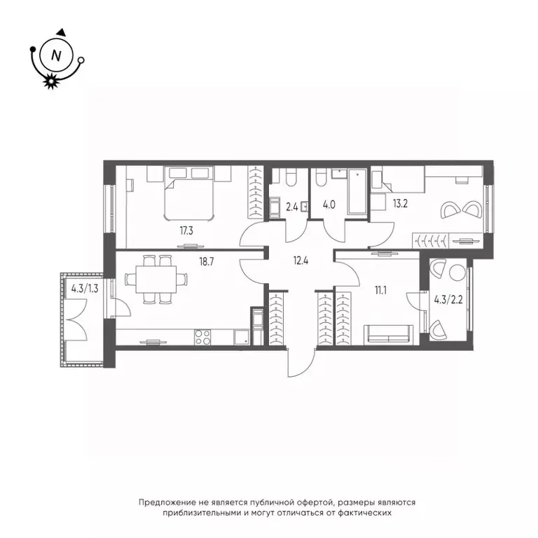 3-к кв. Омская область, Омск Зеленая река мкр, 14 (82.6 м) - Фото 0