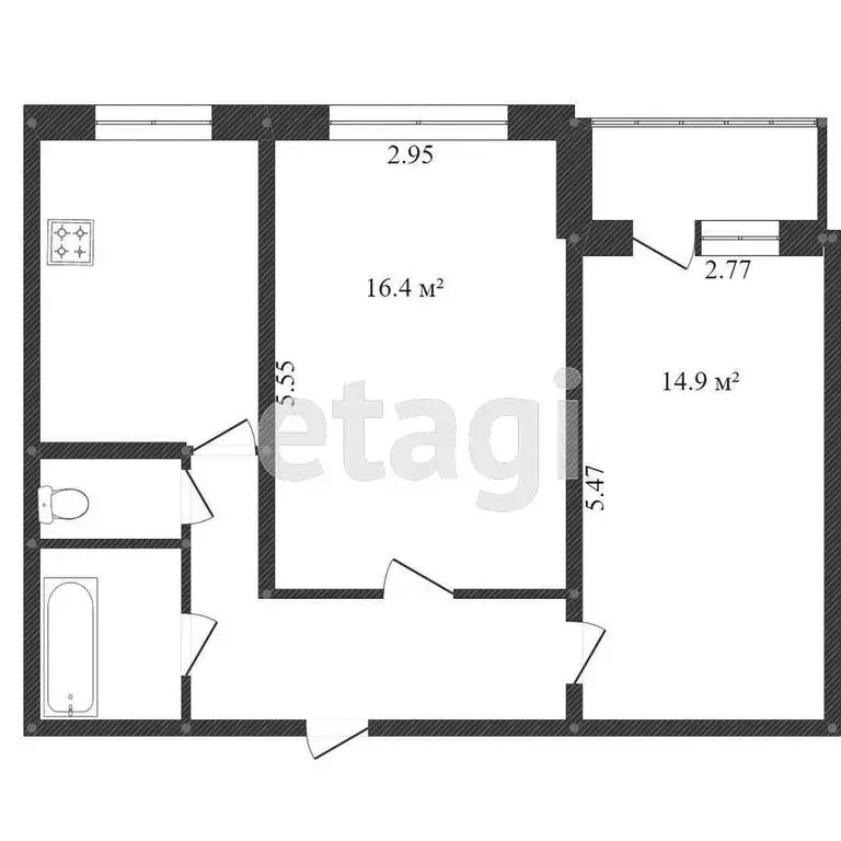 2-комнатная квартира: Тобольск, 7-й микрорайон, 26 (52.5 м) - Фото 0