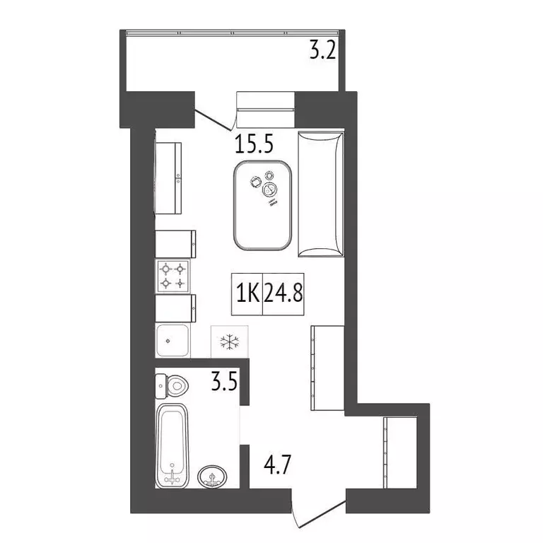 Продаётся квартира-студия, 24.8 м - Фото 0