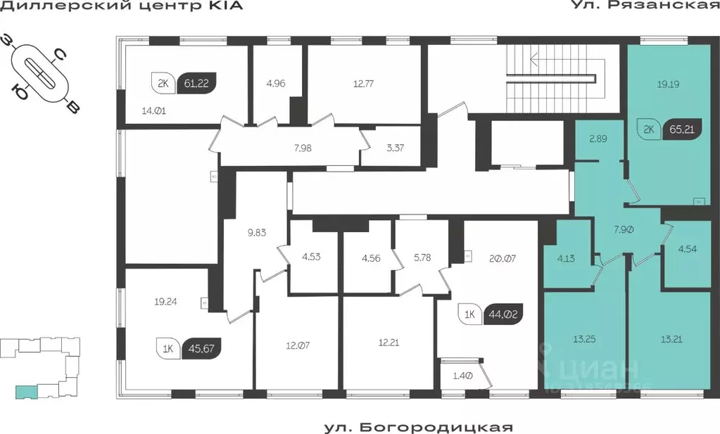 2-к кв. Тульская область, Тула ул. Богородицкая, 8В (65.21 м) - Фото 0