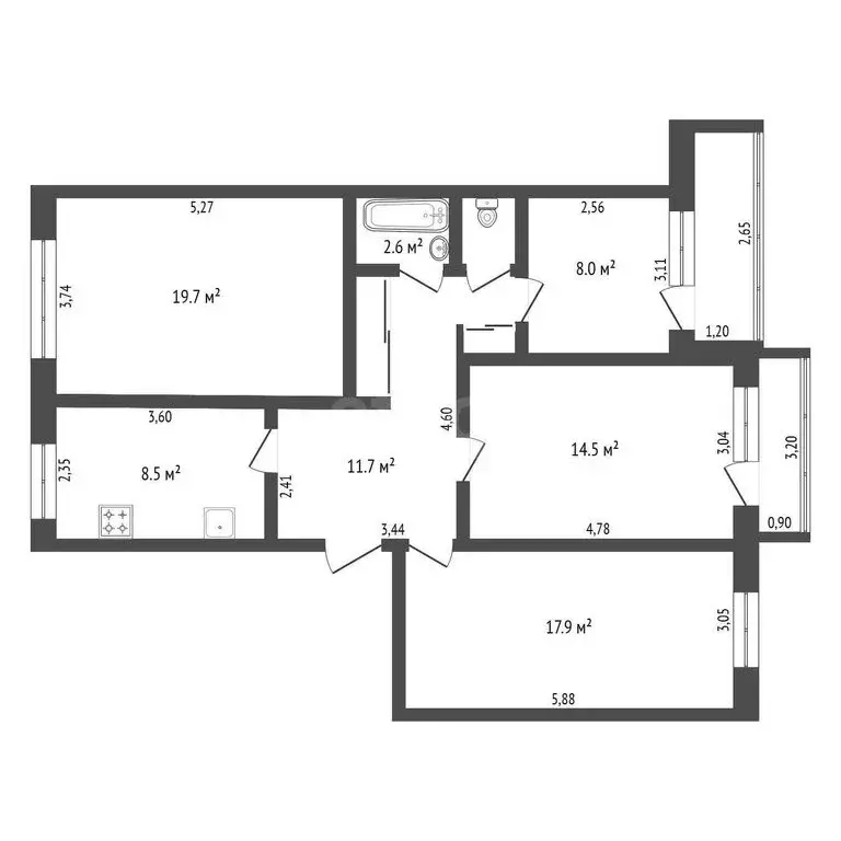 4-комнатная квартира: Благовещенск, улица Василенко, 7/1 (85.3 м) - Фото 0