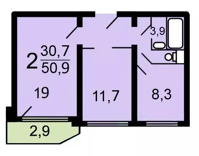 2-комнатная квартира: Москва, Новокосинская улица, 10к2 (50.9 м) - Фото 2