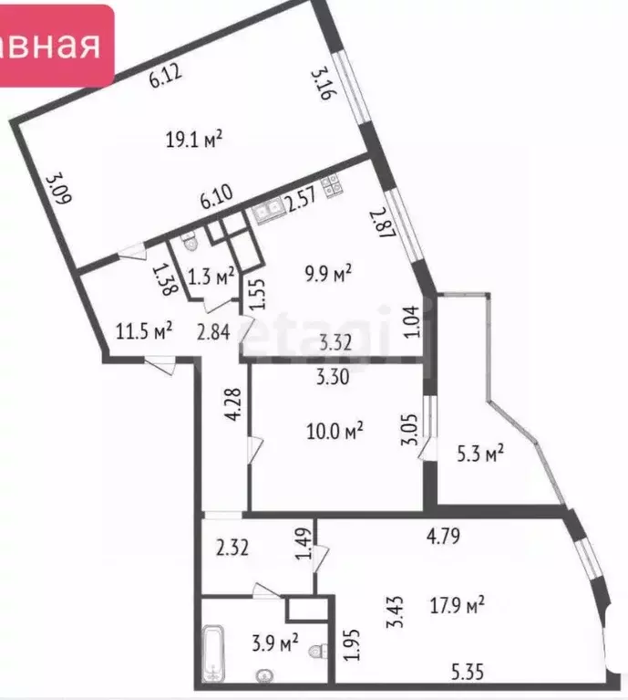 3-к кв. Санкт-Петербург Мебельная ул., 21к1 (73.6 м) - Фото 2