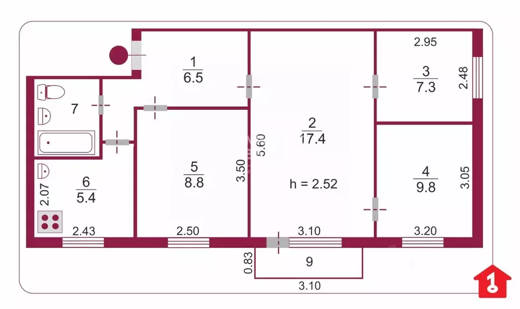 4-к кв. Омская область, Омск просп. Мира, 165В (58.5 м) - Фото 2