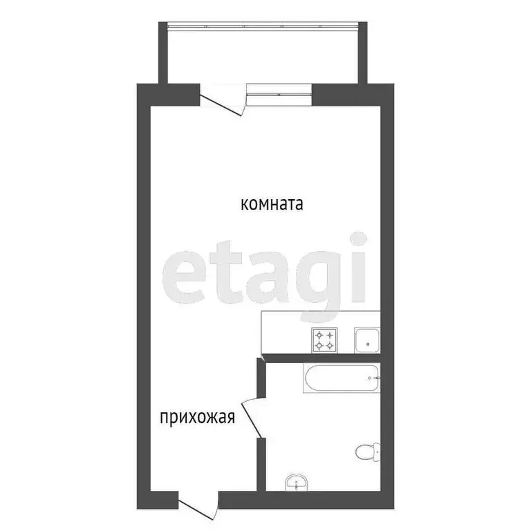 Квартира-студия: Красноярск, улица Борисова, 42 (23 м) - Фото 1