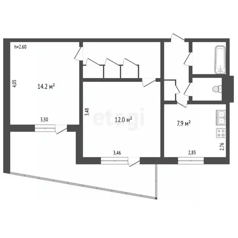 2-к кв. Владимирская область, Ковров ул. Генералова, 10 (47.9 м) - Фото 2
