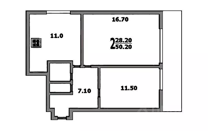 Квартира, 2 комнаты, 51.6 м - Фото 0