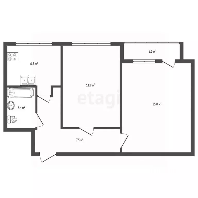 2-к кв. Санкт-Петербург просп. Кузнецова, 23К1 (44.3 м) - Фото 2