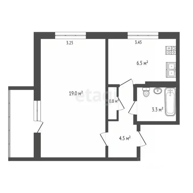 1-к кв. Коми, Усинск Молодежная ул., 11 (35.7 м) - Фото 1