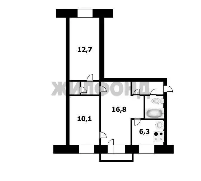 3-комнатная квартира: Новосибирск, улица Гаранина, 13 (55.1 м) - Фото 0