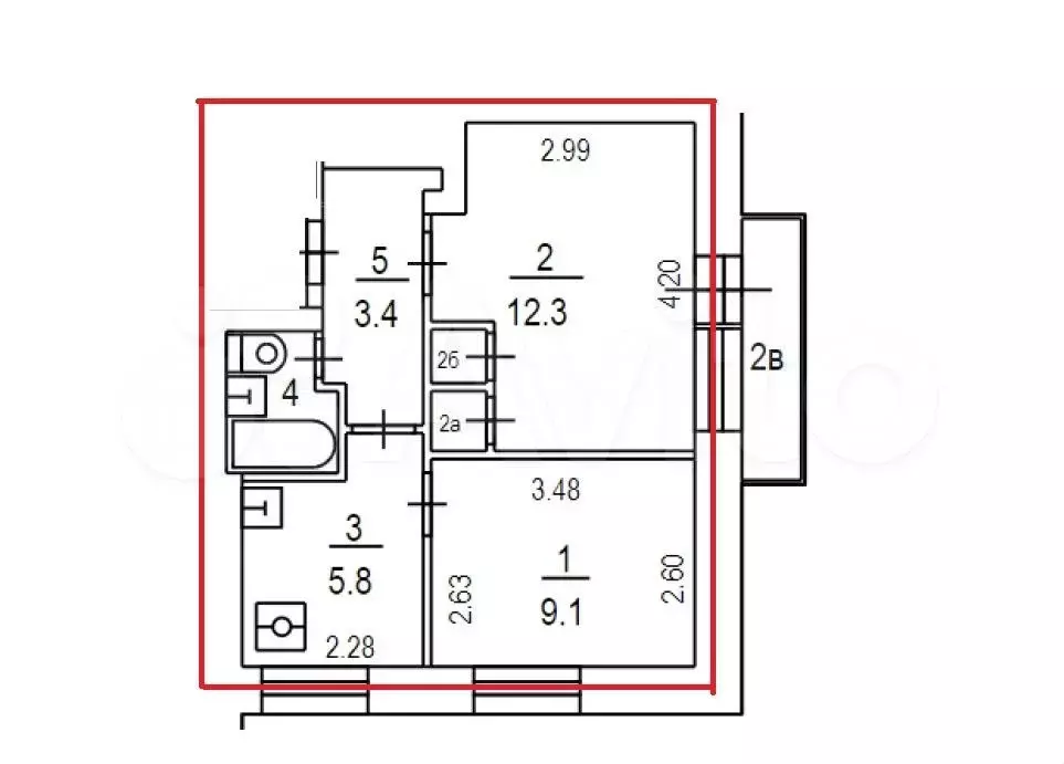 Аукцион: 2-к. квартира, 34,1 м, 9/9 эт. - Фото 0