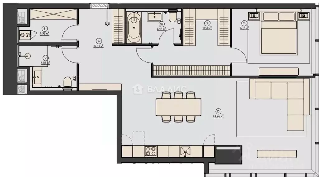 2-к кв. Москва 1-й Красногвардейский проезд, 21с1 (110.0 м) - Фото 1