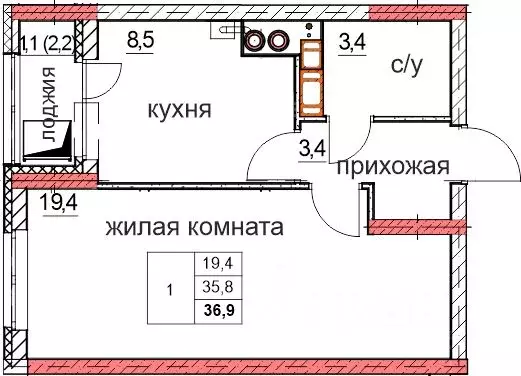 1-к кв. Нижегородская область, Дзержинск Комсомольский мкр,  (35.8 м) - Фото 0