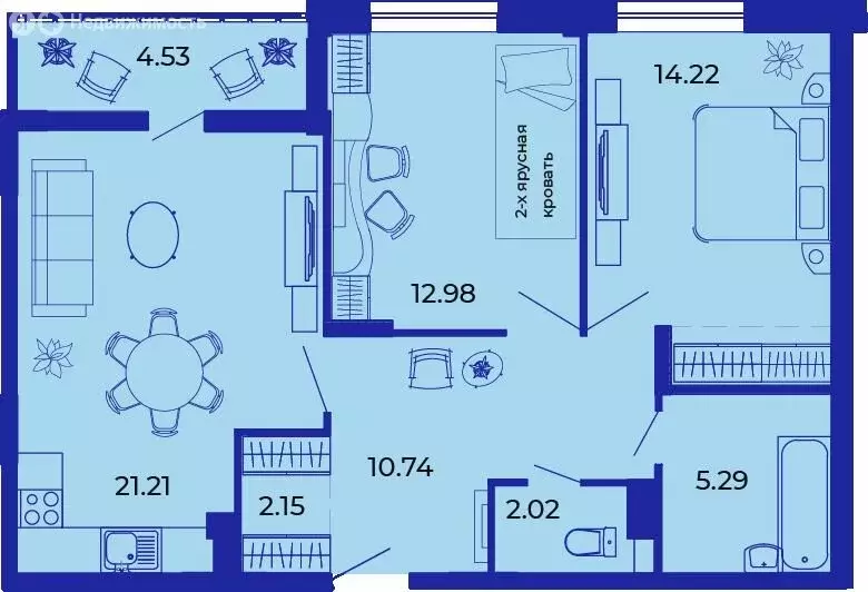 2-комнатная квартира: Брянск, улица имени О.С. Визнюка, 18 (73.14 м) - Фото 0