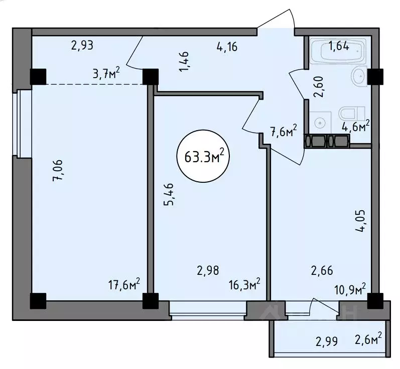 2-к кв. Хакасия, Абакан Советская ул., 123 (63.3 м) - Фото 1