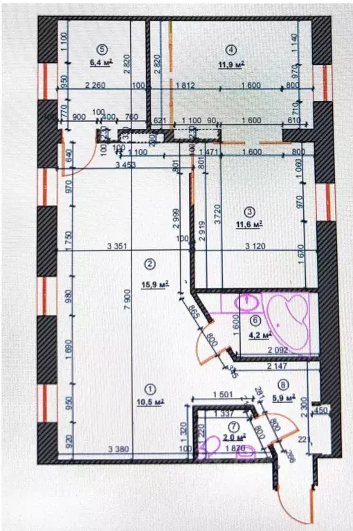 4-к кв. Санкт-Петербург Верейская ул., 2/60 (68.8 м) - Фото 2