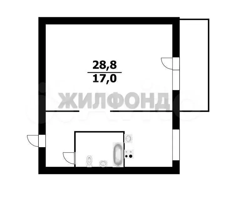 1-к. квартира, 28,8 м, 5/5 эт. - Фото 0