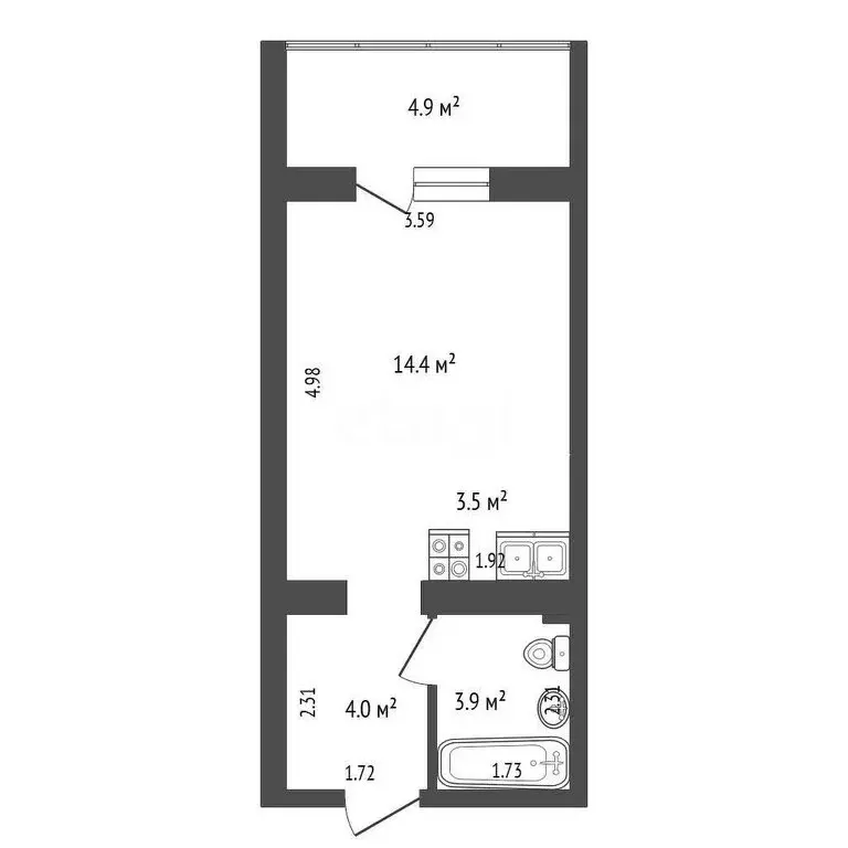 Квартира-студия: Кисловка, микрорайон Северный, бульвар Николая ... - Фото 0