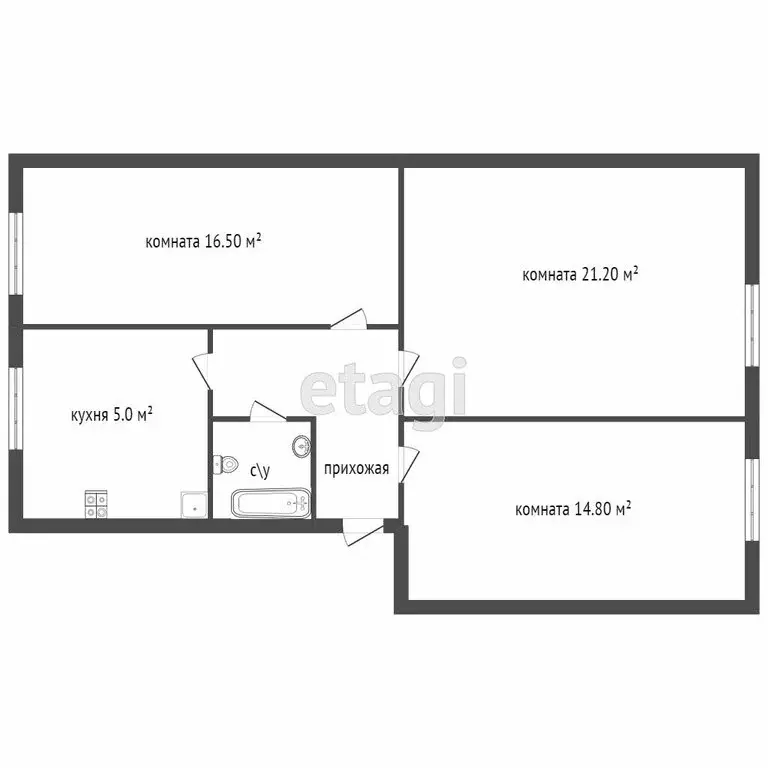 3-комнатная квартира: Санкт-Петербург, улица Седова, 72 (65.4 м) - Фото 1