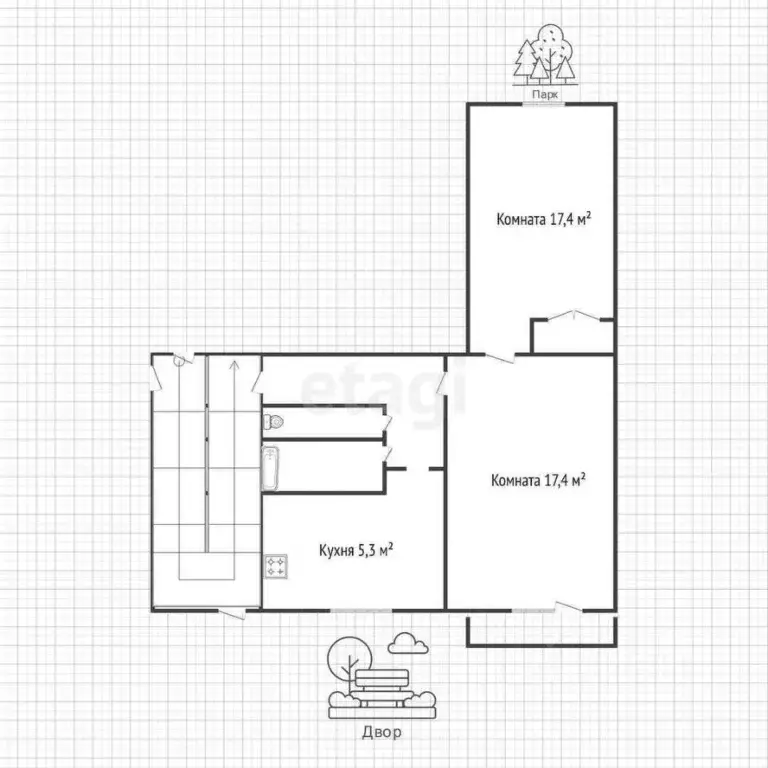 2-к кв. Адыгея, Адыгейск Коммунистическая ул., 14 (45.5 м) - Фото 1