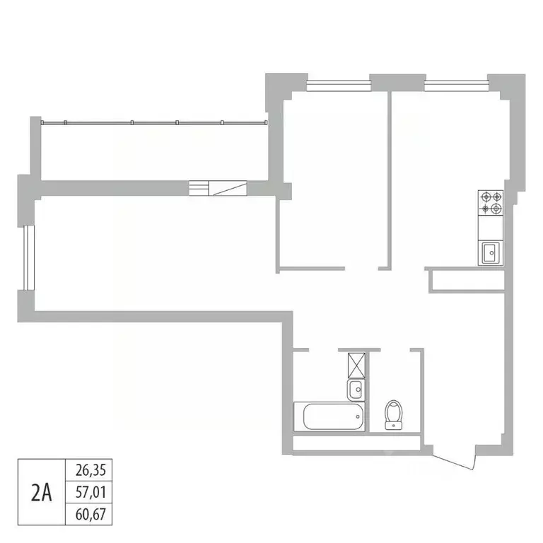 2-к кв. Татарстан, Набережные Челны ул. Раскольникова, 22 (60.67 м) - Фото 0