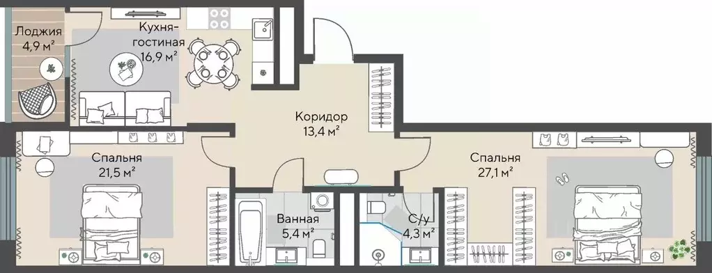 2-к кв. Свердловская область, Екатеринбург ул. Татищева, 20 (91.1 м) - Фото 0