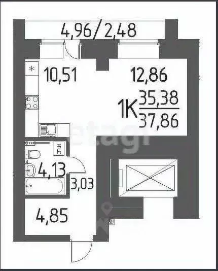 Студия Томская область, Томский район, д. Кисловка, Левобережный мкр ... - Фото 2
