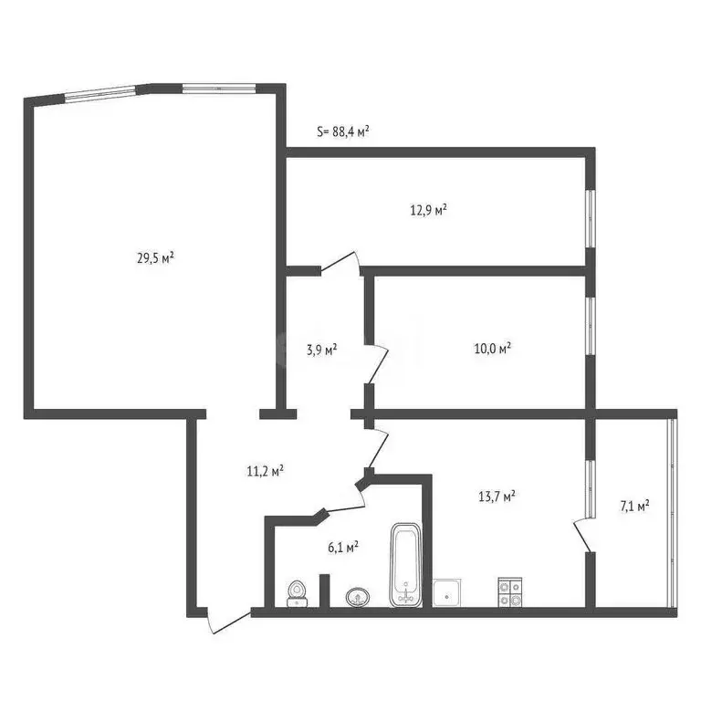 3-комнатная квартира: Тула, улица Седова, 12В (120.1 м) - Фото 1