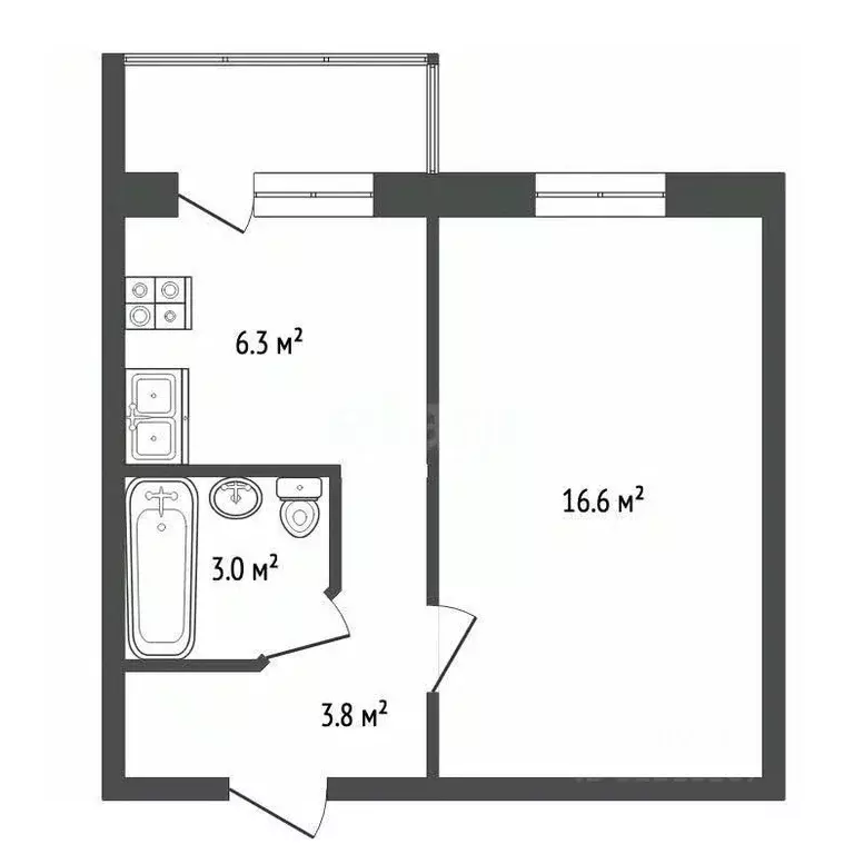 1-к кв. Татарстан, Набережные Челны 4-й комплекс, 26 (29.9 м) - Фото 1