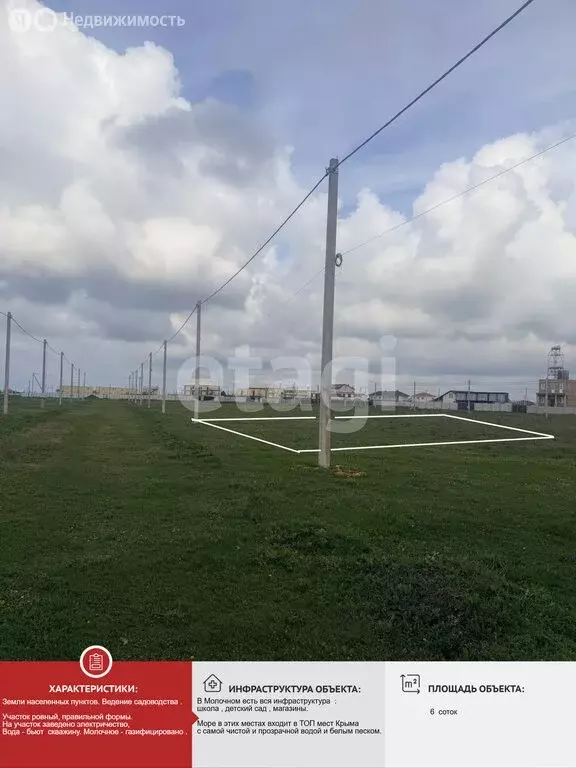 Участок в Сакский район, село Молочное (6 м) - Фото 2