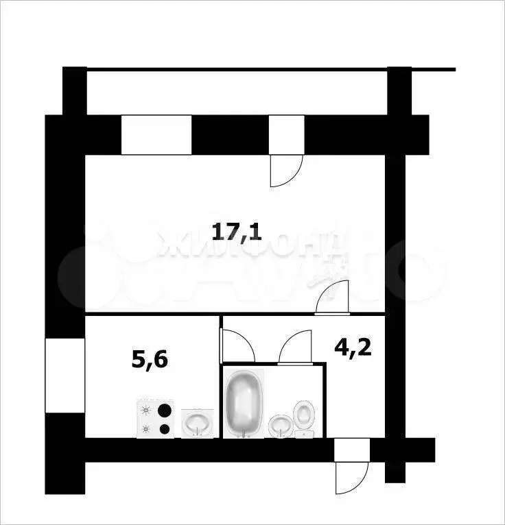 1-к. квартира, 31,2 м, 9/9 эт. - Фото 0