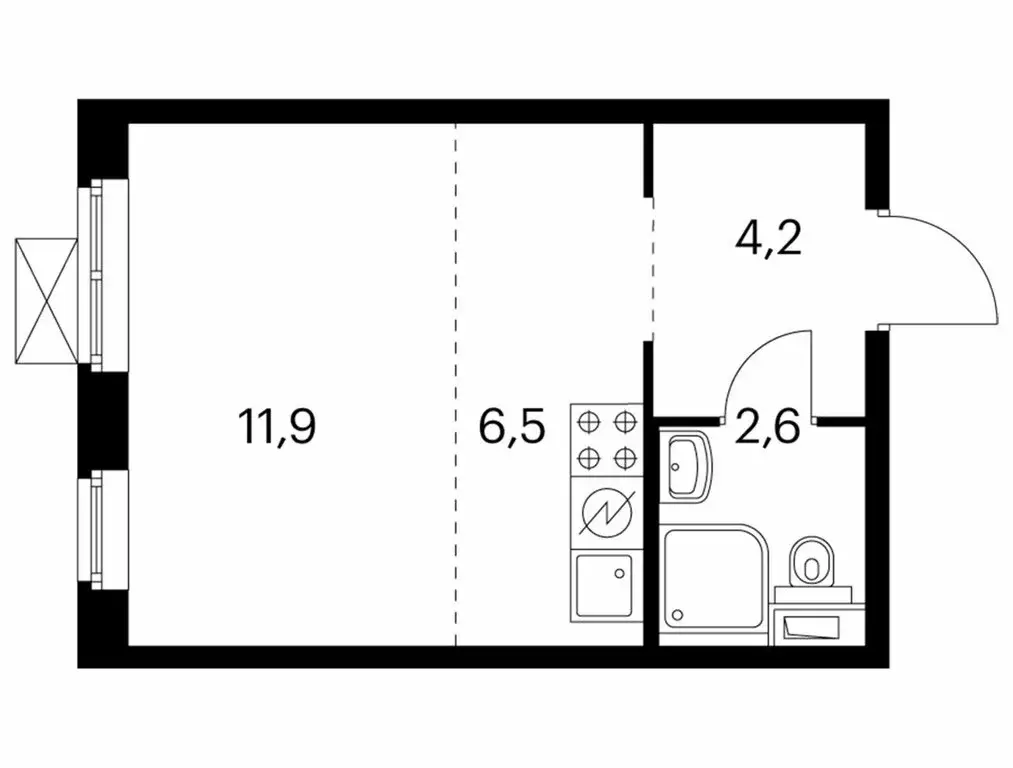 Квартира-студия: Котельники, микрорайон Парковый, 1к6 (25 м) - Фото 1