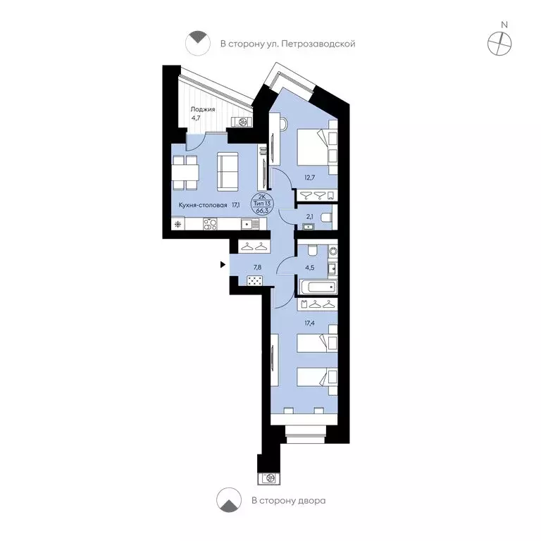 2-комнатная квартира: Сыктывкар, Октябрьский проспект, 139 (66.3 м) - Фото 1
