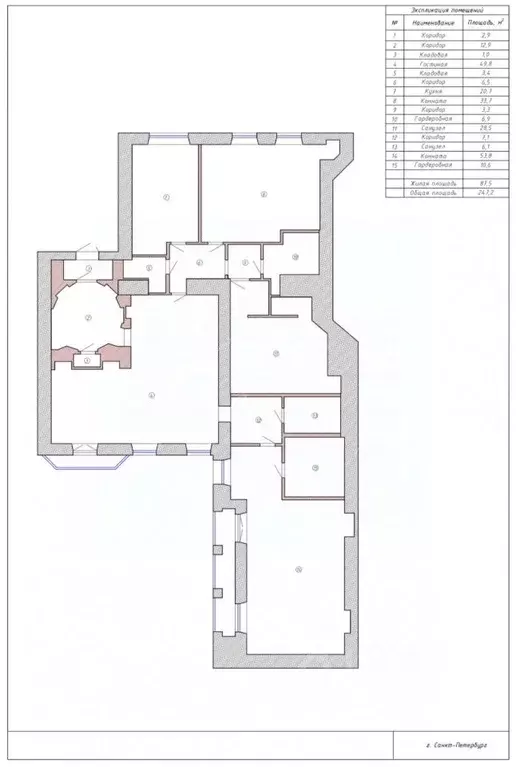 3-к кв. Санкт-Петербург наб. Реки Фонтанки, 54 (265.4 м) - Фото 2
