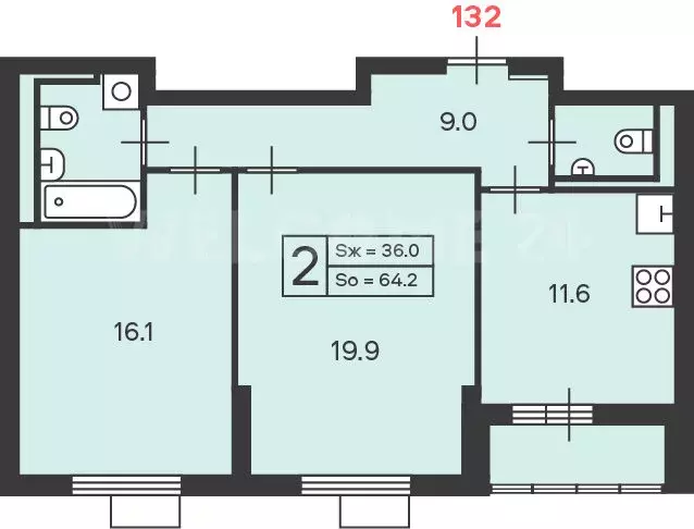 2-комнатная квартира: Москва, Дмитровское шоссе, вл89 (64.2 м) - Фото 0