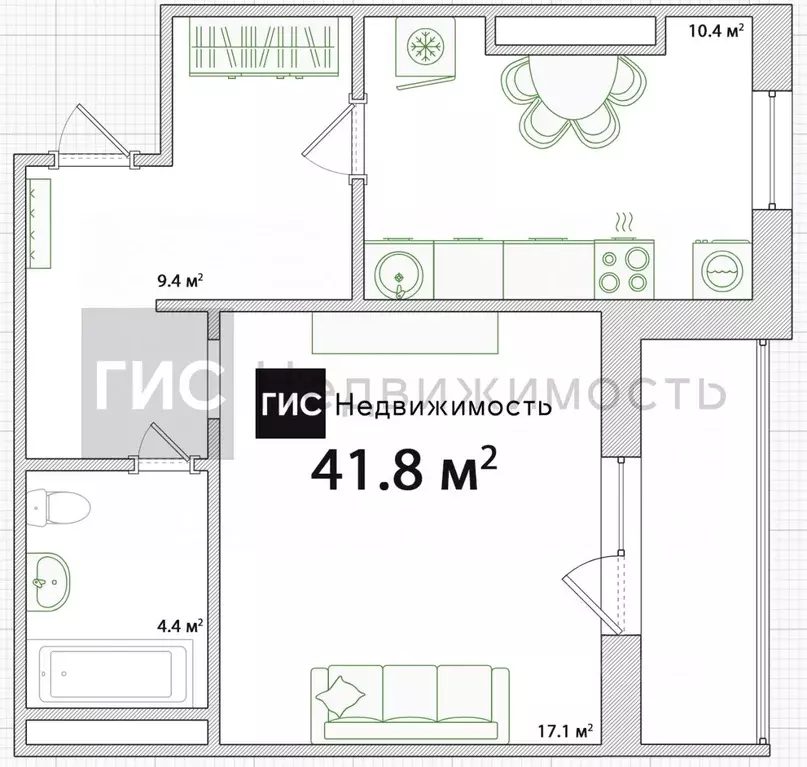 1-к кв. Новосибирская область, Новосибирск ул. Николая Сотникова, 36 ... - Фото 2