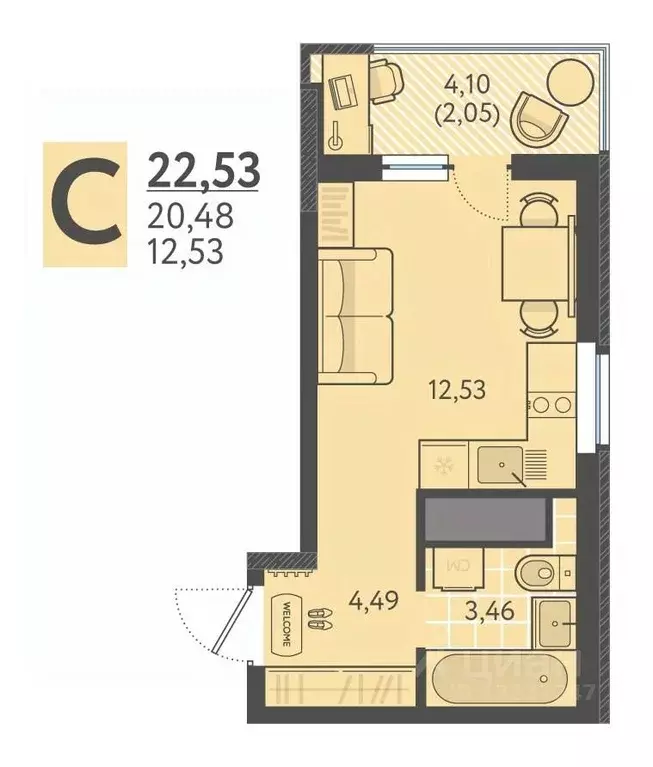 Студия Краснодарский край, Краснодар ул. Имени Виктора Анфиногенова, ... - Фото 1