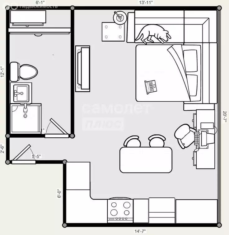 1-комнатная квартира: Ульяновск, проспект Врача Сурова, 5 (35.52 м) - Фото 1