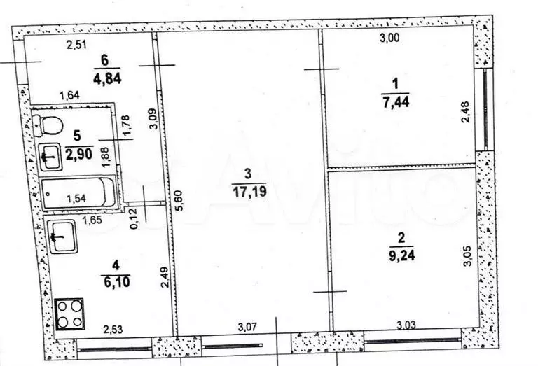 3-к. квартира, 47,7 м, 3/5 эт. - Фото 0