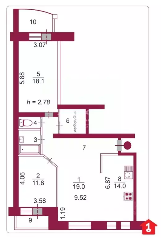 3-к кв. Омская область, Омск бул. Архитекторов, 8 (85.7 м) - Фото 2