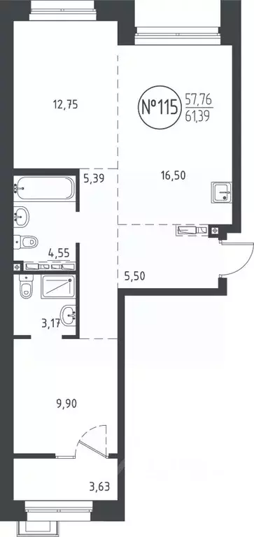 2-к кв. Иркутская область, Иркутск ул. Эдуара Дьяконова, 10 (61.21 м) - Фото 0