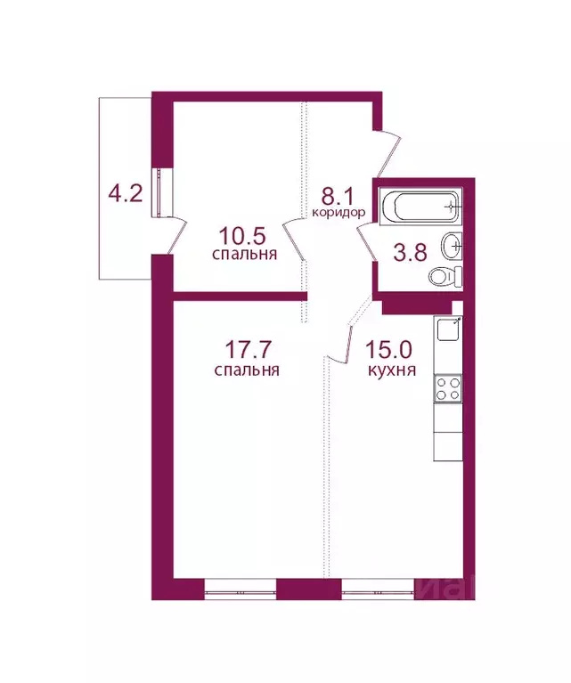 2-к кв. Иркутская область, Иркутск Топкинский мкр, 69 (59.3 м) - Фото 0