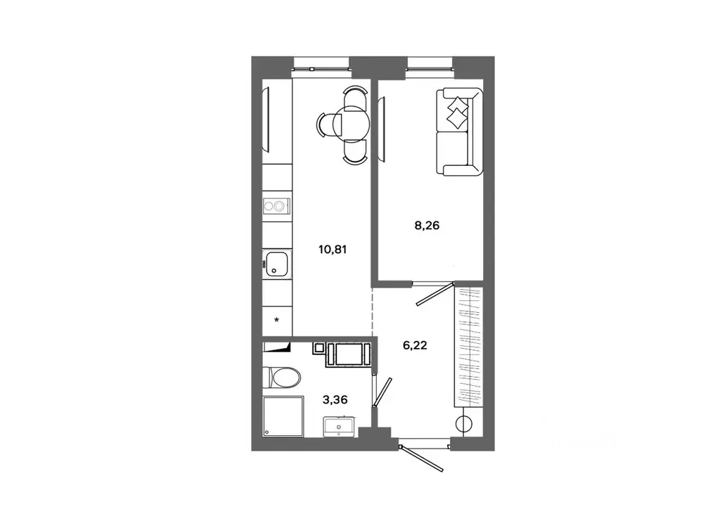 1-к кв. Ханты-Мансийский АО, Сургут 30А мкр,  (28.65 м) - Фото 0